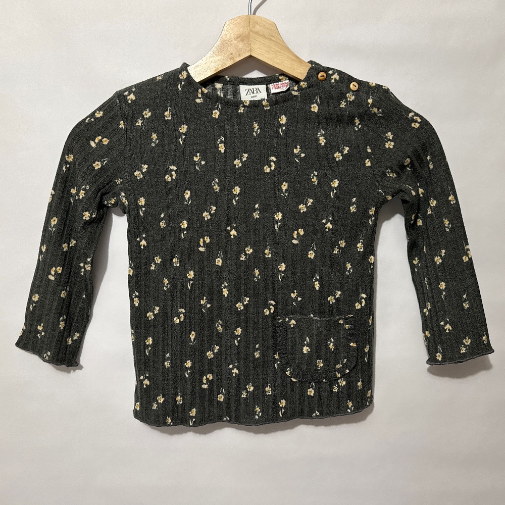 Zara Girls Ribbed Floral Top